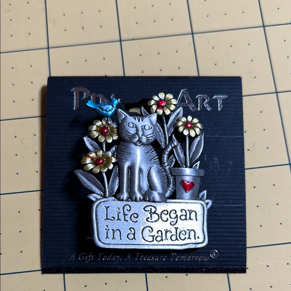 Spoontiques Silver Cat Garden Pin